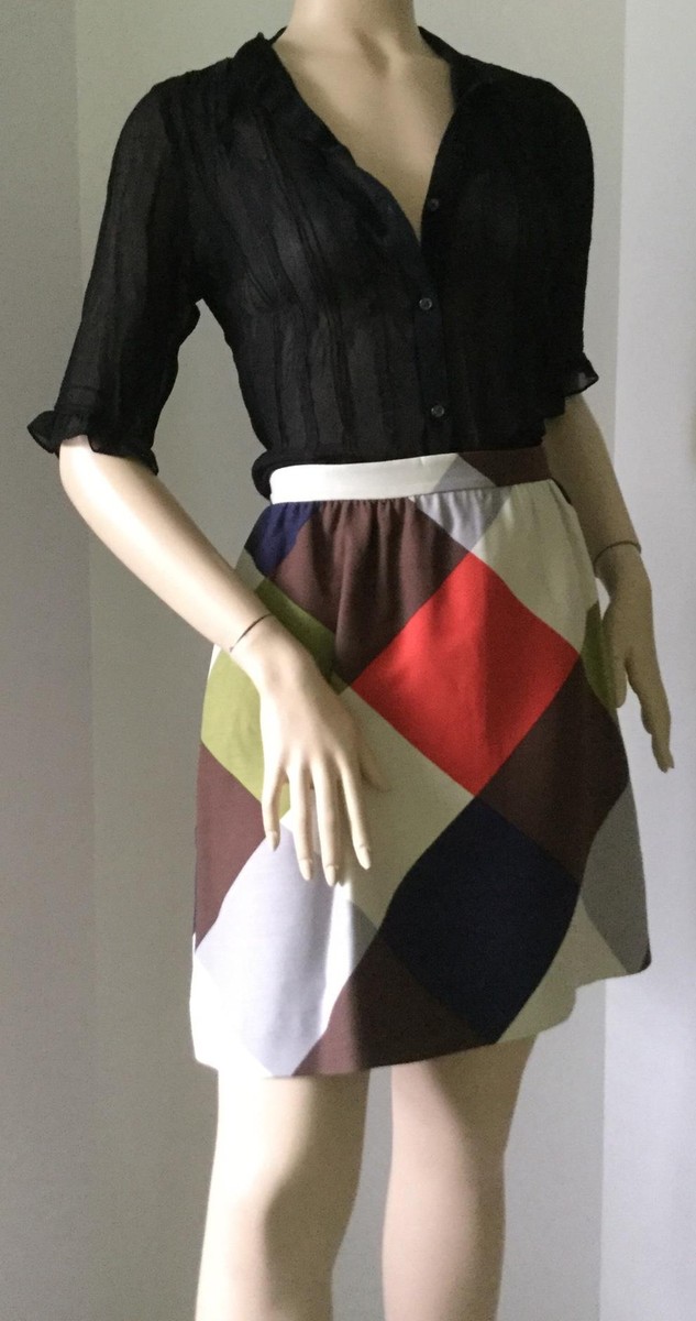 NEW VALENTINO Diamond Wool & Silk Multicolor Skirt (Size 42