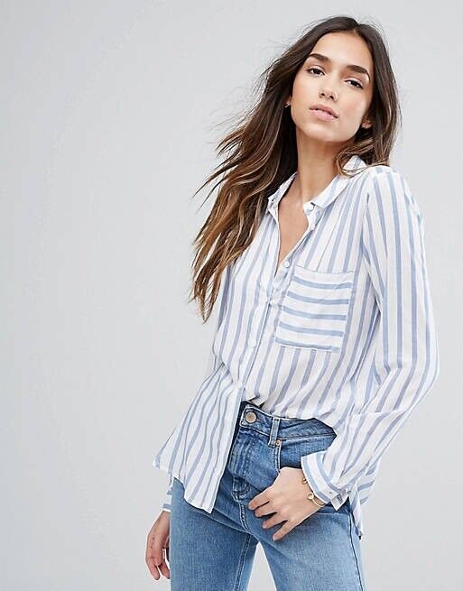 ASOS Only Candy Striped High Love Shirt Top Blous… - image 1