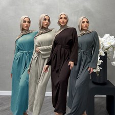 Modest Muslim Women Kaftan Maxi Dress Dubai Turkey Abaya Evening Robe Islamic