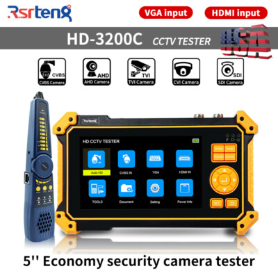 Rsrteng 5 inch HD TVI AHD CVI CVBS Security Camera Tester HD-3200C Camera Tester