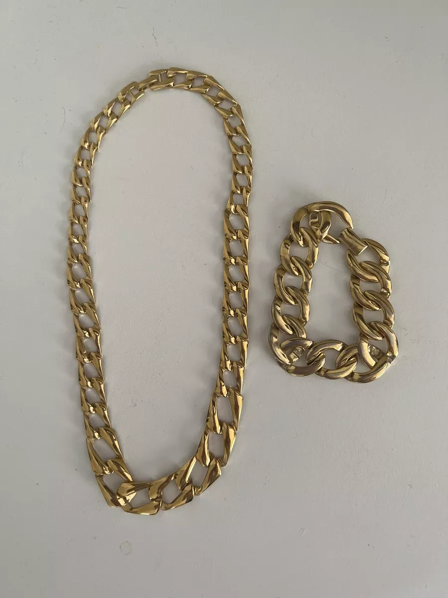 Vintage Napier Jewelry Set Necklace Bracelet Pat Gold Tone