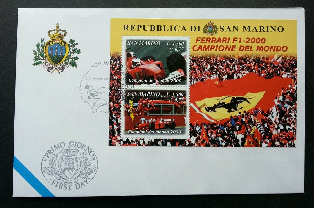 San Marino Ferrari 2001 Car Racing Sport Games (miniature FDC) *rare