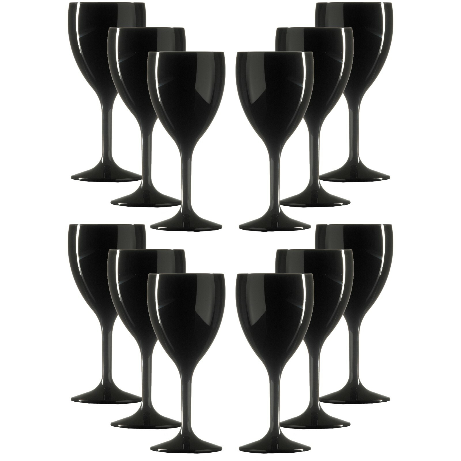 Black Wine Glasses Unbreakable Reusable Polycarbonate Plastic FAST