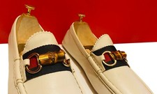 $849.00 !! GUCCI LUXURY WOMEN OFF WHITE SILVER BITS SHOES MARKED 38 U.S SIZE 8