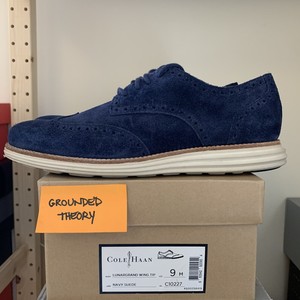 Cole Haan Lunargrand Wing Tip Navy Suede C10227 Size 9 M Kith Fieg Saks Ebay