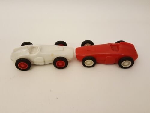 Par de autos tragamonedas Eldon tipo Indy vintage rojo blanco - Imagen 1 de 12