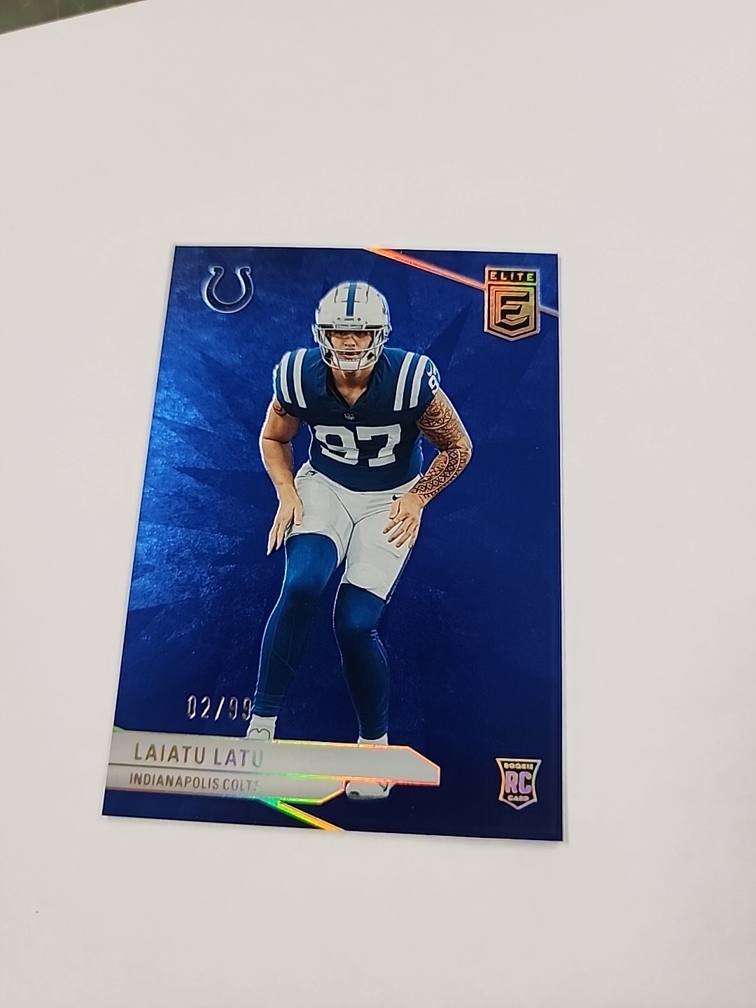 Laiatu Latu 2024 Panini Donruss Elite Rookie #160 Foil Blue 2/99 SSP Colts RC ZG