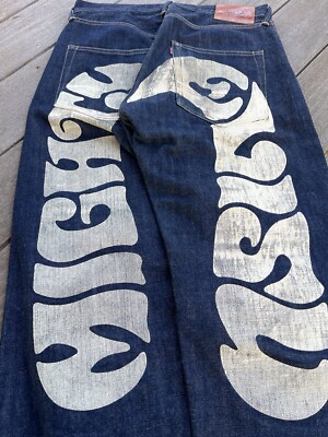 Vintage 2001 Evisu 'Mighty Evisu' Big Daicock Hand Painted Raw