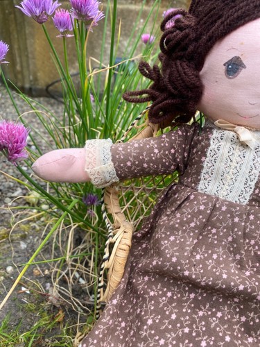 Vintage SELTEN 1970er Holly Hobbie Stoffpuppe Sarah Kay Knickerbocker Pfauenstuhl - Bild 4 von 6