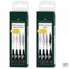 FABER-CASTELL PITT artist pen Tuschestift schwarz 4er Etui versch. Etuis Wahl