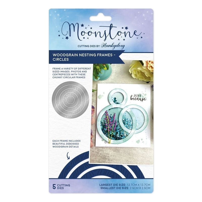 Hunkydory Moonstone WOODGRAIN NESTING FRAMES Die Set - CIRCLES - MSTONE675