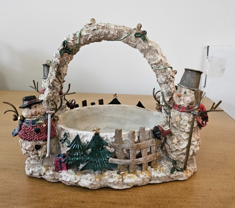 Collectible Holiday by Kirklands Snowmen Basket Wishing Well Christmas Decor