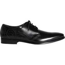 DOLCE & GABBANA Shoes Black Calfskin Leather Derby Men Dress EU43 / US10 1050usd