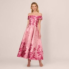 Adrianna Papell Pink Off-Shoulder A-Line Dress