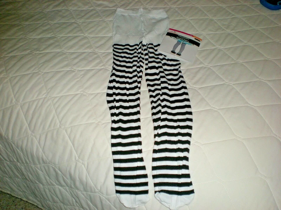 CHILDREN'S STRIPED TIGHTS BLACK WHITE SZ MEDIUM 8-10 NWT - Image 2 of 3