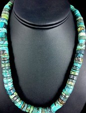 Turquoise Bead 8 mm Heishi Navajo Sterling Silver Necklace 20  1135