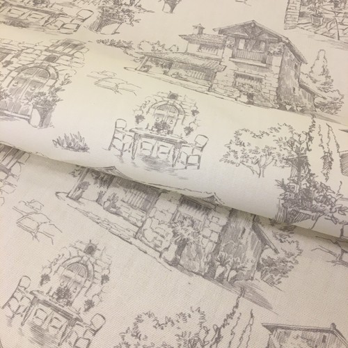 854. GREY TOILE DE JOUY 100% COTTON FABRIC - Picture 4 of 7