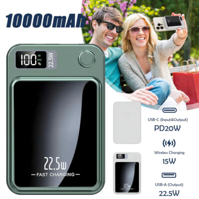 Wireless Power Bank 10000mAh Magnetische Powerbank Tragbares Ladegerät Akkupack
