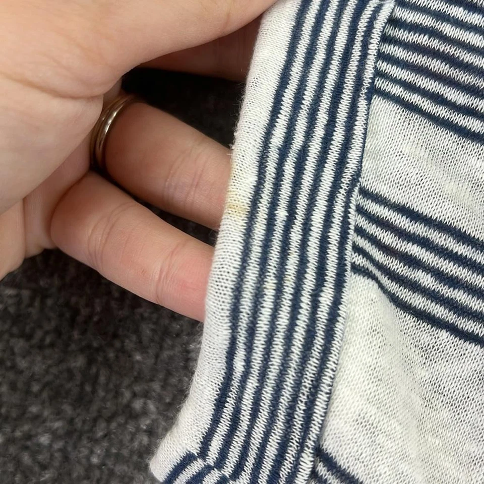 Camisa Christian Siriano Manga Corta Rayas Mujer Talla L 100 Lino Negro Blanco Foto 4 de 4