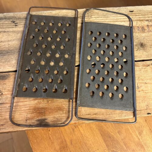 Vintage Pair Traditional Metal Flat Kitchen Graters – Kitchenalia – Great! –