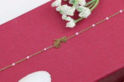 with Cute Cat Charm and Pink Bead Details, XPBL0656 Elegant Yellow Bracelet