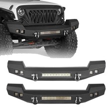 Texture Steel Full Length Front Bumper Wled Light Fit 2007-18 Jeep Wrangler Jk