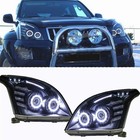 Angel Eyes Headlights For Toyota Landcruiser Prado 120 Series 2002-2009 Black
