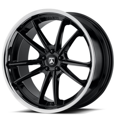 22x9''Asanti Wheels ABL-23 Sigma Gloss Black with Chrome Lip Rims