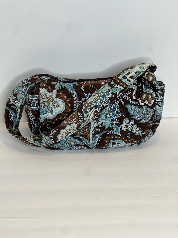 Vera Bradley Cartera Acolchada Cartera Java Azul Marrón Boho Paisley Bolso de Hombro Foto 3 de 4