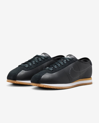 HQ1841-002 Nike Cortez Leather Black White Gum Perforated Swoosh (Women's)