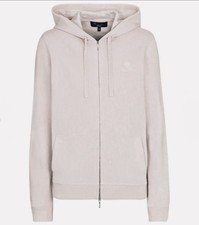 LORO PIANA  Horsey  Hooded Zip Up Knit Cotton Sweatshirt w Logo Embroidery   XS