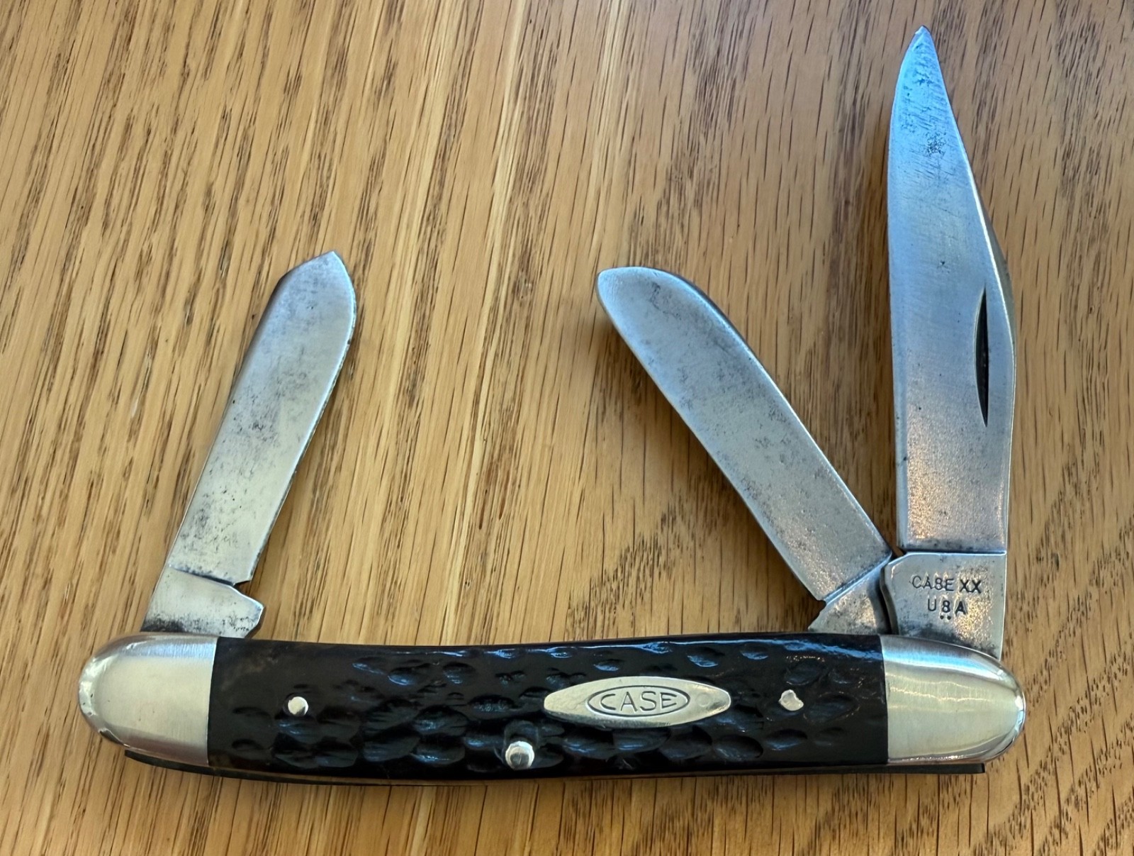 VINTAGE 1978 BONE CASE STOCKMAN KNIFE USED #6347 HP N31
