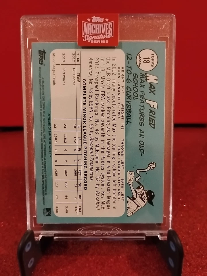 2019 Topps Archives Max Fried 2014 Topps Heritage Minors Auto /26 *B-3* - Image 3 of 3
