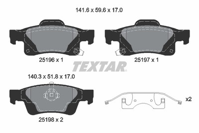 Textar 2519603 brake pad set, disc brake for Jeep