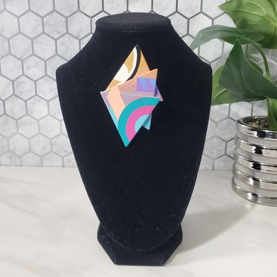 VTG 80s Nancy B Frank Handmade Lapel Pin Brooch Modernist Art Geometric Signed