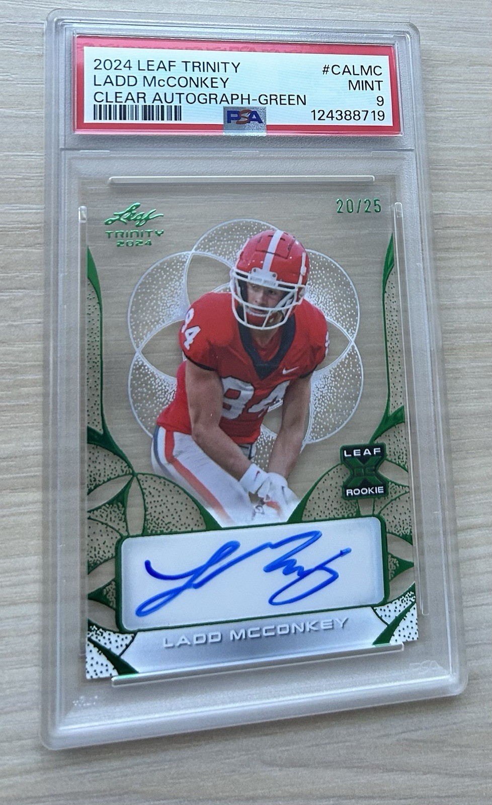 Ladd McConkey Leaf Trinity Clear Autographs #CALMC Green
