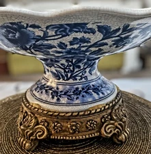  Blue & White ceramic cake stand