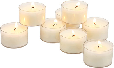 White Unscented 6 to 7 Hour Extended Burn Time Clear Cup Tea Light Can