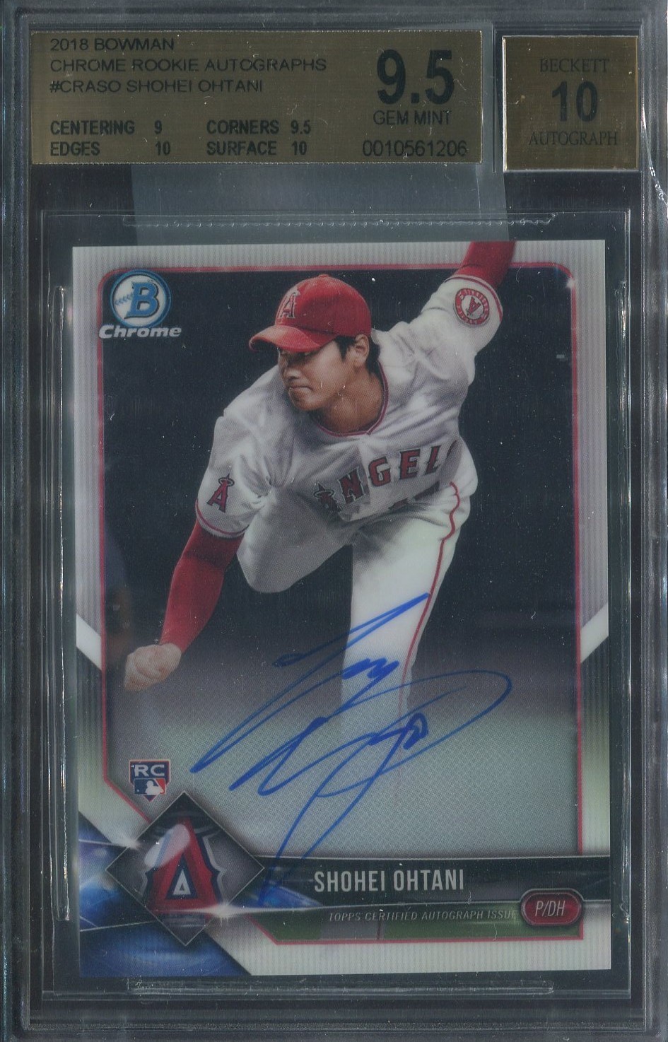 2018 BOWMAN SHOHEI OHTANI CHROME ROOKIE AUTO RC BGS 9.5 w/ 10 AUTO *10-10-9.5-9*