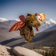 Ty Beanie Babies “Scorch” the Brown Dragon Plush Toy 1998 P.E. Pellets Retired
