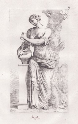 Muse music Musik Antike etching Kupferstich Francois Perrier 1638