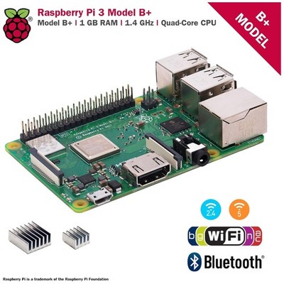 Raspberry Pi 3 B+ + Clear Case + 2.5A Power Supply