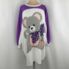 Vintage 80's Sleep Dress Teddy Bear Nightie Kawaii Nostalgic Kidcore Pajamas