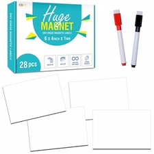 28-Pack Magnetic Dry Erase Labels, Writable Flexible Magnetic Labels for Refr...
