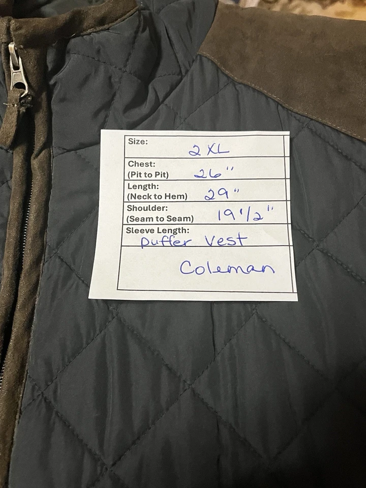 Chaleco Acolchado COLEMAN Imitación Gamuza Acentos Cremallera Completa Azul Marino Para Hombres Talla 2XL Forrado Foto 4 de 4