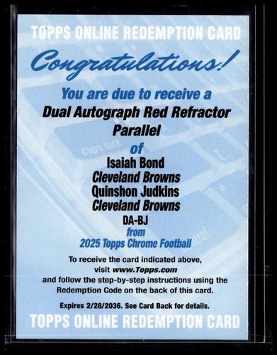 2025 Topps Chrome Quinshon Judkins/Isaiah Bond Dual Autographs (RAW)