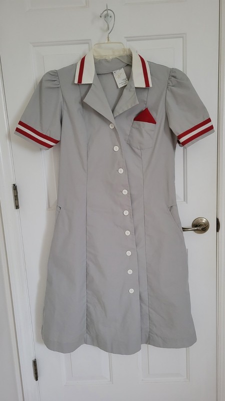 New no tag Lunch Counter Waitress Uniform Costume Gray sz. M, w/ Headband
