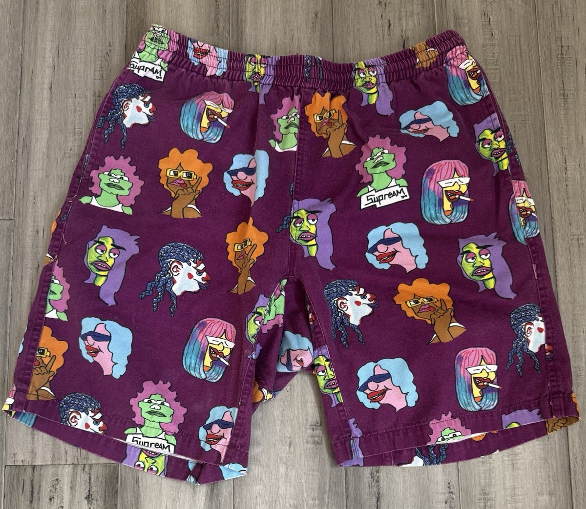 17fw Supreme Gonz Heads Short ハーフパンツ SUPREME GONZ HEADS BURGURNDY SHORTS LARGE FW17 mark gonzales