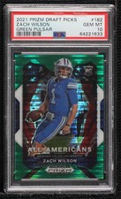 2021 Prizm Draft Picks All-American Green Pulsar 1/25 Zach Wilson PSA 10 4at