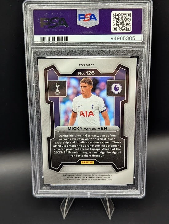 Mickey Van De Ven Tiger Stripe Choice PSA 10 - Raro Novato Tottenham Hotspur RC Foto 2 de 4